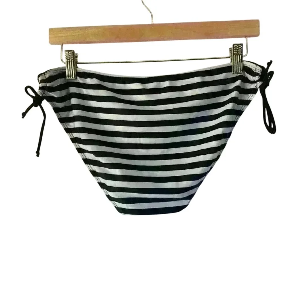 Women's Black White Stripped Two Piece Tankini XL Beachy‎ Spring Summer Vacation